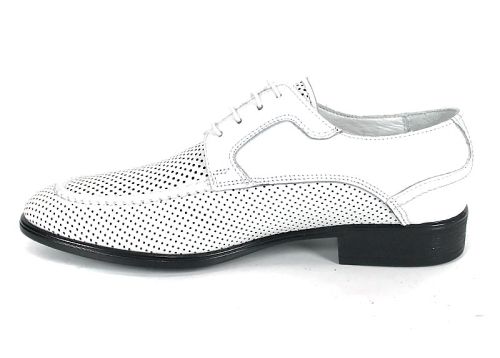 Мъжки официални обувки Lorenzo Forma от бяла естествена кожа с перфорация