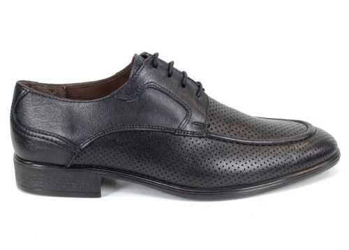 Мъжки официални обувки Lorenzo Forma от естествена черна кожа с перфорация