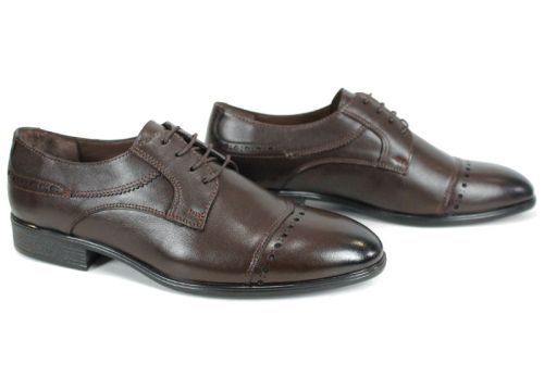 Мъжки официални обувки Marco Stilé от естествена кожа в кафяв цвят