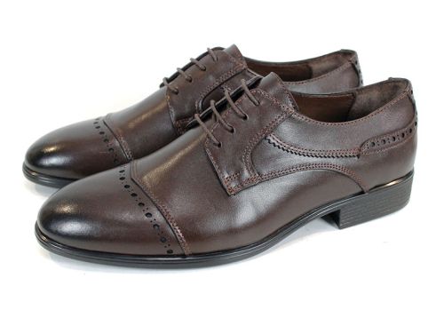 Мъжки официални обувки Marco Stilé от естествена кожа в кафяв цвят