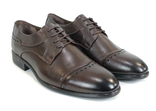 Мъжки официални обувки Marco Stilé от естествена кожа в кафяв цвят