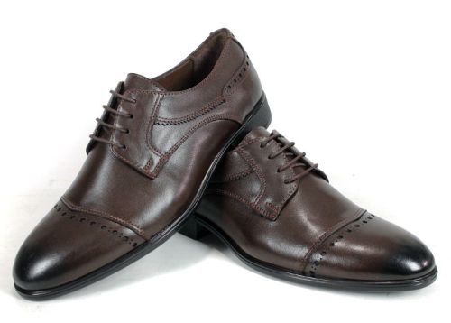 Мъжки официални обувки Marco Stilé от естествена кожа в кафяв цвят