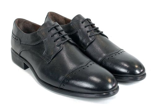 Мъжки официални обувки Marco Stilé от естествена черна кожа