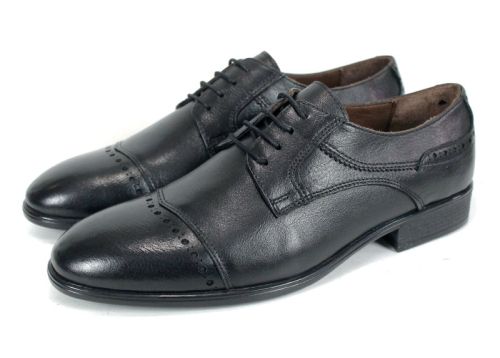 Мъжки официални обувки Marco Stilé от естествена черна кожа