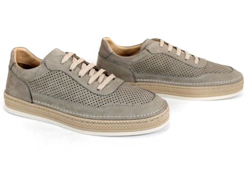 Мъжки обувки Metro Rise от естествен набук в сив цвят с перфорация