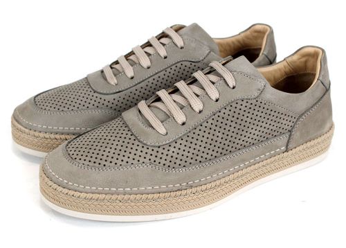 Мъжки обувки Metro Rise от естествен набук в сив цвят с перфорация