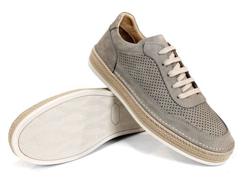 Мъжки обувки Metro Rise от естествен набук в сив цвят с перфорация
