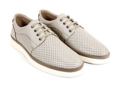 Мъжки обувки Axis Daily от естествена кожа в бежов цвят с перфорация