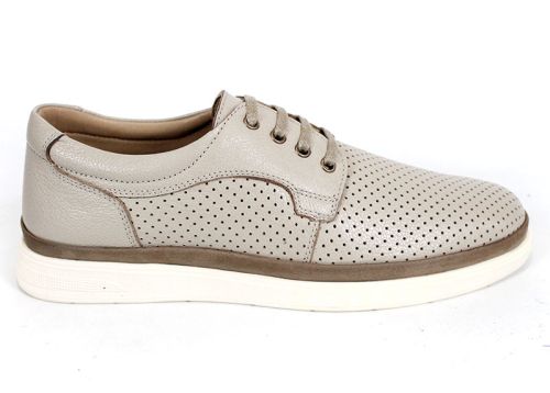 Мъжки обувки Axis Daily от естествена кожа в бежов цвят с перфорация