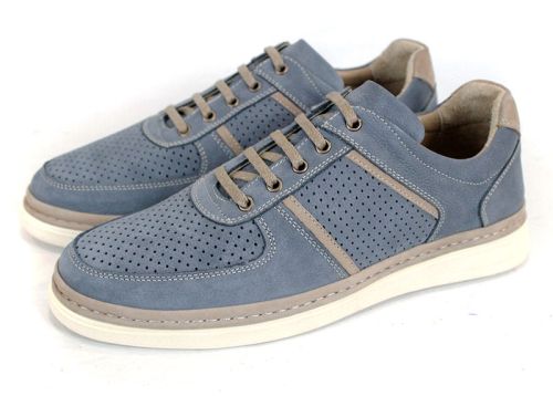 Мъжки летни обувки Verno Axis Denim от естествен набук в дънково син цвят с перфорация