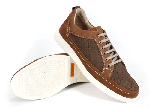 Мъжки летни обувки Northway от естествен кафяв набук в два нюанса с перфорация