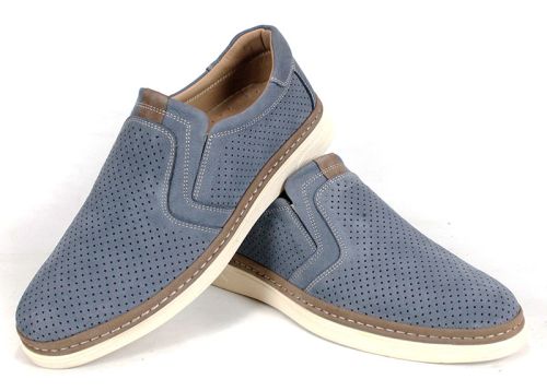 Мъжки летни обувки без връзки от естествен набук дънково син Canto Flex