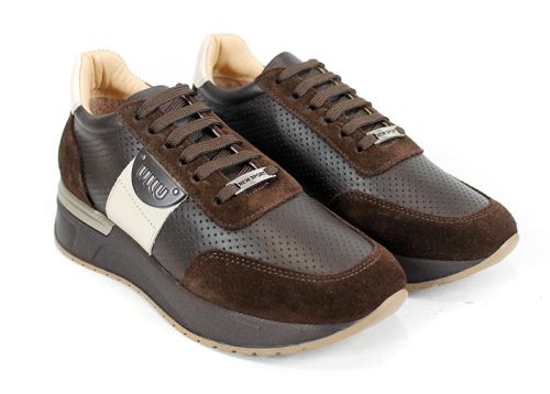 Дамски сникърси Linea Vibe от естествена кожа и велур в тъмно кафяво