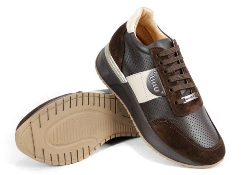 Дамски сникърси Linea Vibe от естествена кожа и велур в тъмно кафяво