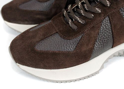 Дамски сникърси Nova Step от естествена кожа и велур в тъмно кафяв цвят