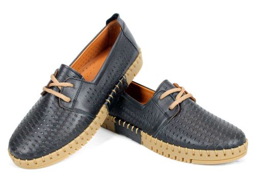 Дамски летни обувки Metro Walk от естествена кожа с перфорация и шито каучуково ходило