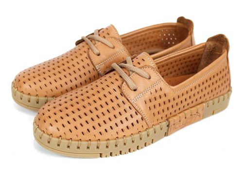 Metro Walk – дамски ежедневни летни обувки от естествена кожа, светло кафяви