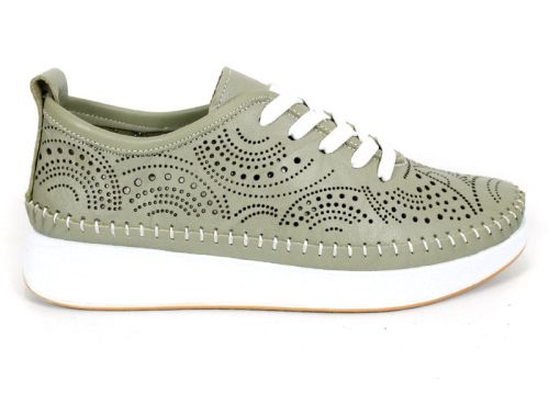 Luna Soft – дамски летни обувки от естествена кожа с перфорация, цвят скорпион