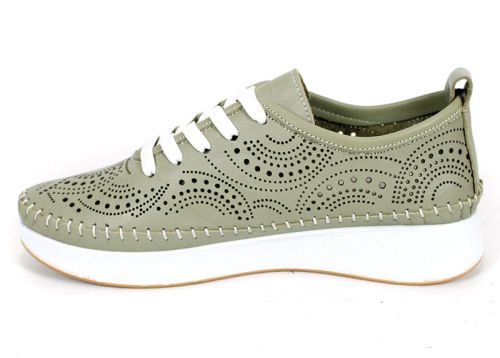 Luna Soft – дамски летни обувки от естествена кожа с перфорация, цвят скорпион