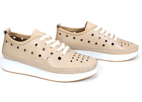 Дамски летни обувки Elia Move от естествена кожа в бежов цвят