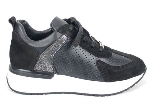 Alba Step – дамски сникърси от естествена кожа и велур в черно