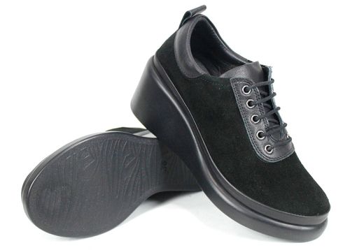 Дамски меки обувки Linea Ease естествен велур и кожа