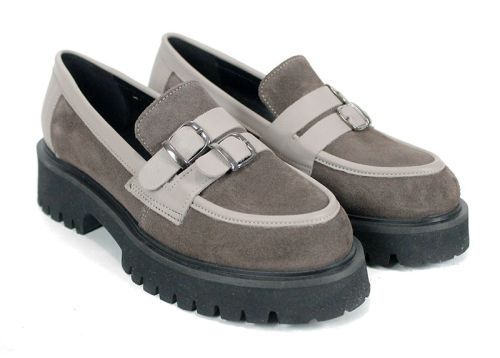 дамски лоуфъри естествен велур и кожа визон Elara Form