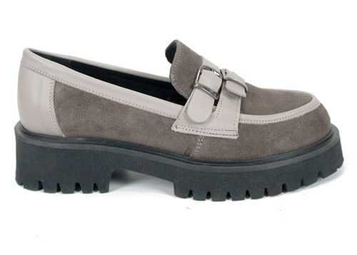 Mira Belle– дамски лоуфъри от естествен велур и естествена кожа в цвят визон