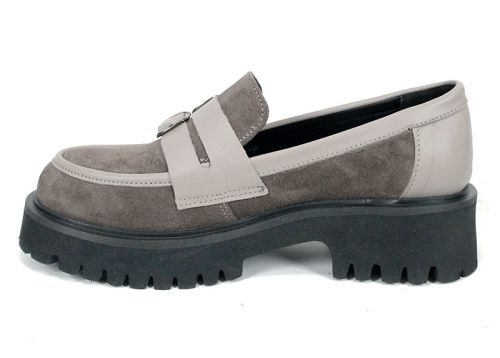 Mira Belle– дамски лоуфъри от естествен велур и естествена кожа в цвят визон