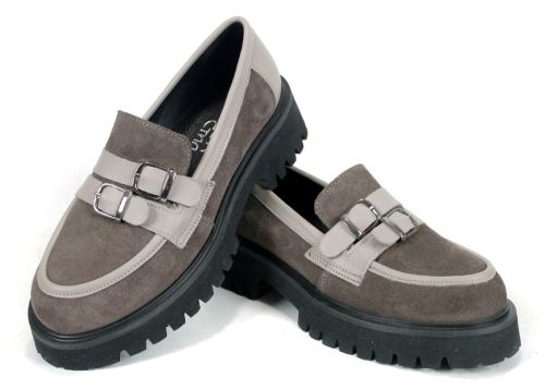 Mira Belle– дамски лоуфъри от естествен велур и естествена кожа в цвят визон