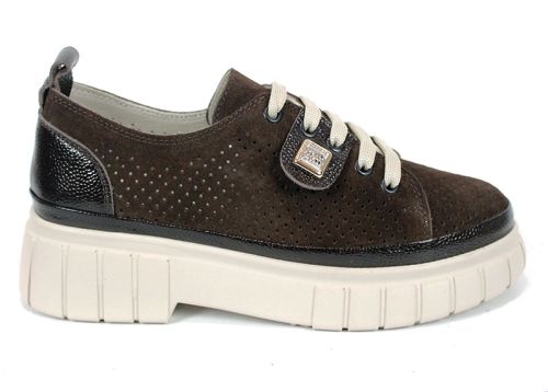 Nova Grace – дамски летни обувки от естествен велур в тъмно кафяво