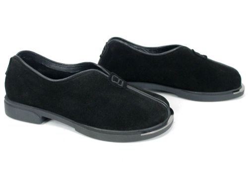 Elara Style дамски обувки от естествен велур черни с каучуково ходило