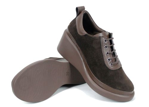 дамски обувки естествен велур тъмно кафяв Linea Ease