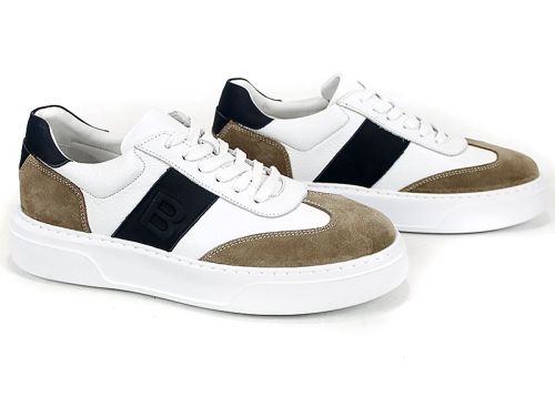 мъжки обувки Strado Verin естествена кожа бяло и визон