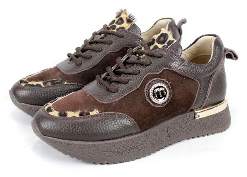 Vela Form – дамски модни сникърси от естествена кожа и велур в кафяво