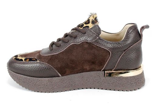 Vela Form – дамски модни сникърси от естествена кожа и велур в кафяво