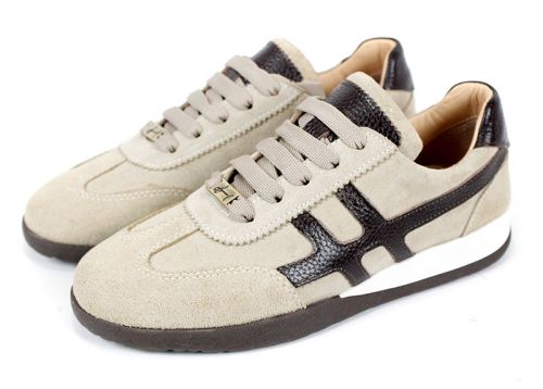 Lumera Style – дамски ретро сникърси от естествен велур във визон