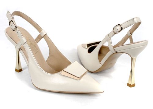 дамски елегантни сандали крем ток Velora Muse