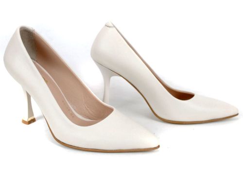 дамски стилето обувки Metro Bloom крем естествена кожа