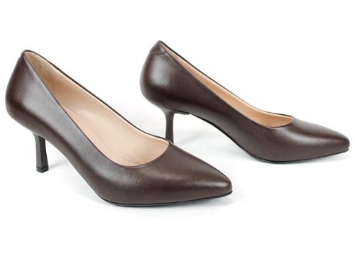 Дамски стилето обувки Orlena Vivo от естествена кожа в тъмно кафяв цвят