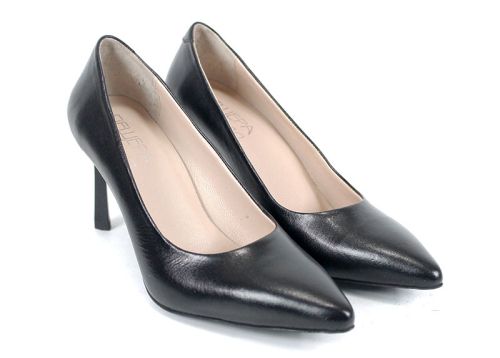 Marena Lumo – дамски стилето обувки от естествена кожа в черно с ток 8 см