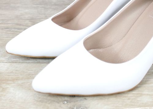 Marena Lumo – дамски стилето обувки от естествена кожа в бяло с ток 8 см