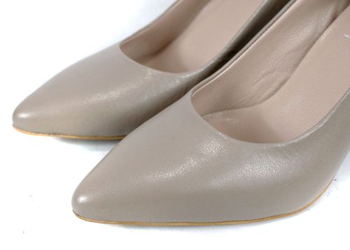 Дамски стилето обувки Marena Lumo естествена кожа тъмно бежово визон ток 8 см