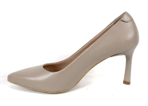 Marena Lumo – дамски стилето обувки от естествена кожа в тъмно бежово с ток 8 см