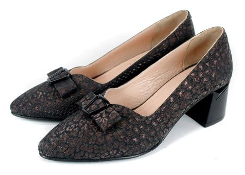 Serena Vento – дамски обувки от естествена кожа с animal принт и стабилен ток