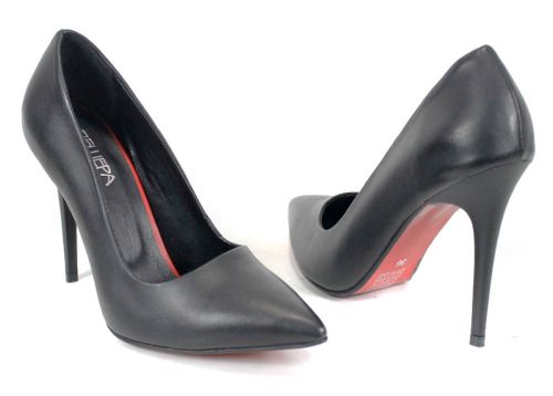 Celina Porto – Дамски стилето обувки от естествена кожа в черен мат