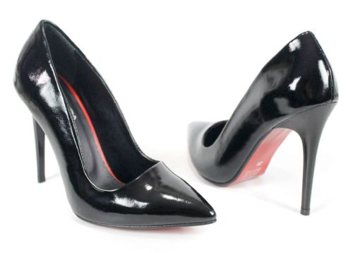 дамски обувки на ток детайл лак