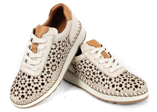 Bellora Vita – дамски летни обувки от естествена кожа с перфорация в бежово