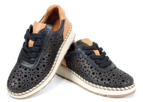 Bellora Vita – дамски летни обувки от естествена кожа с перфорация в черно