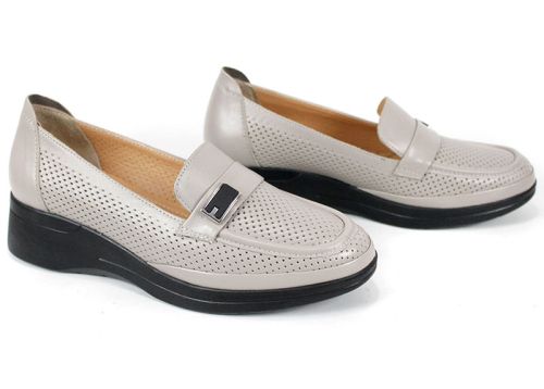 pantofi dama vizon piele naturala perforata loafer Eloria Form